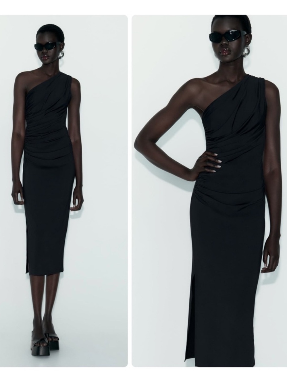 Zara ruched one shoulder dress S nwt